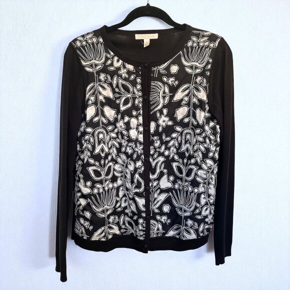 Sigrid Olsen black silk embroidered cardigan - Picture 2 of 8